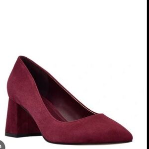 March Fisher block heel velvet wine color heels